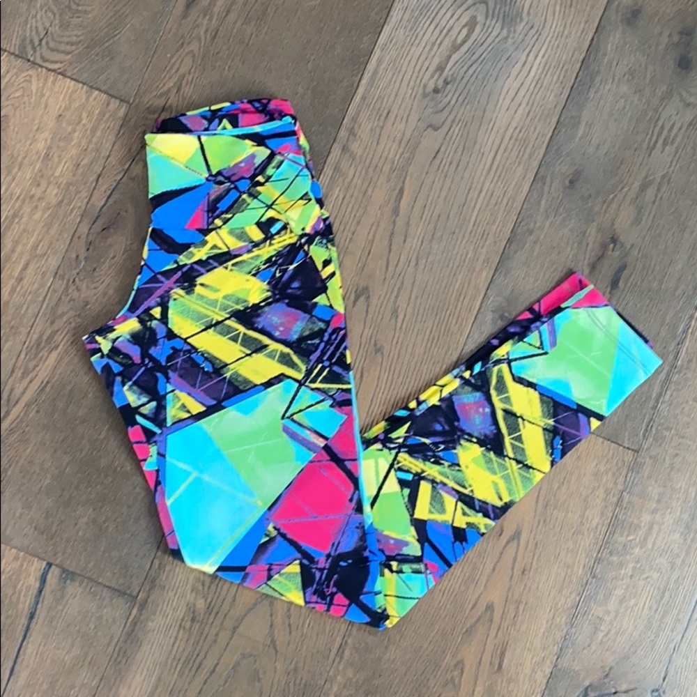 Vibrant Abstract Design Leggings * Brazil  * Black * Sion * Blue * Yellow